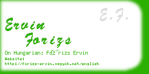 ervin forizs business card