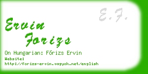 ervin forizs business card